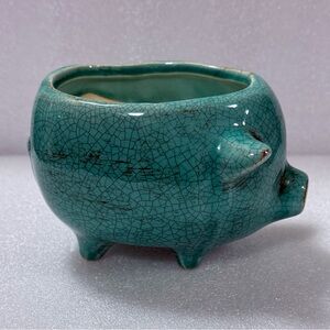 Ceramic Crazed  Pig figurine Planter